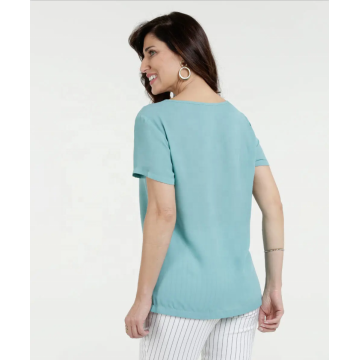 Chiffon Short Sleeve Blouses Female Summer V-Neck Tops