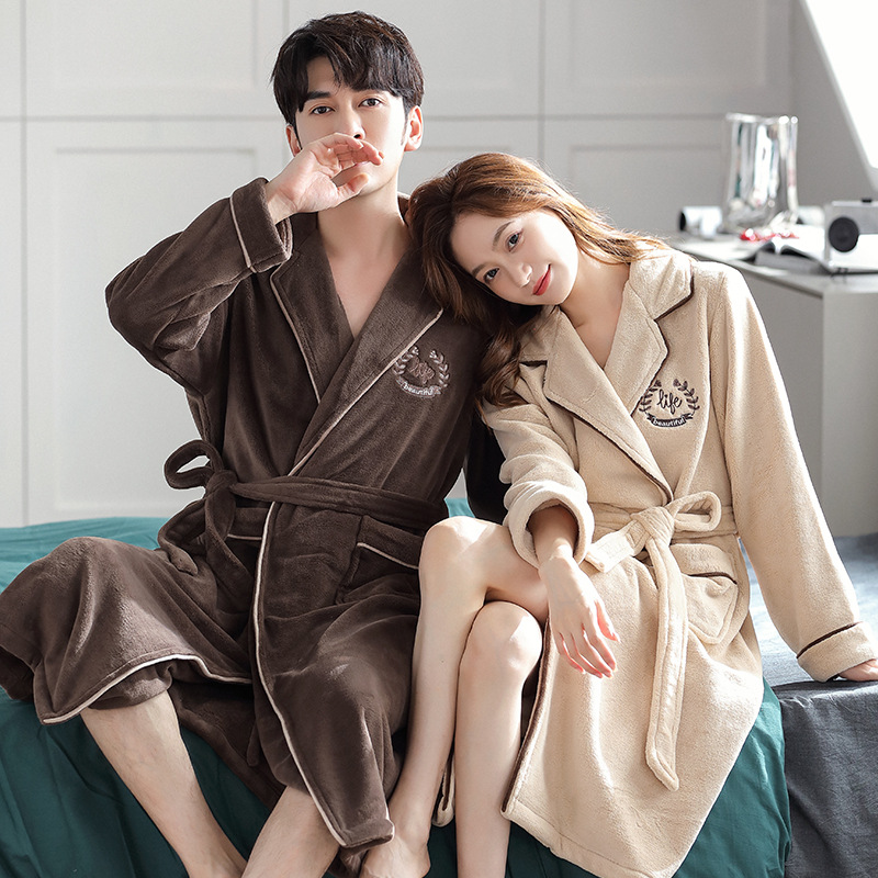 couple pajamas autumn and winter coral fleece