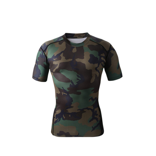 Custom sublimation camouflage compression durable shirt