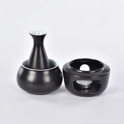 Black Glossy Glaze Sake Set
