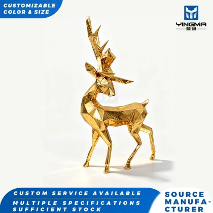 Geometric Antler Aluminum Sika Deer Sculpture