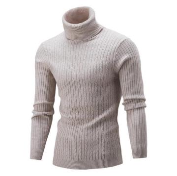 Mens Winter Long Sleeve Slim Solid Color Turtleneck Sweater