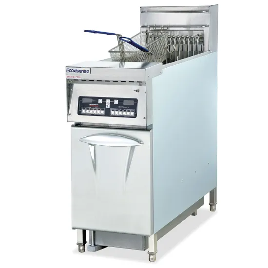 Commercial Electric Chips Fryer Vertical 1 Tank Computer Fryer with Oil Filter Cart (2-basket)