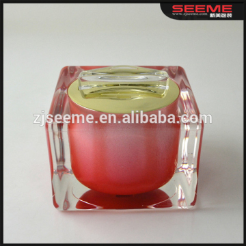 Promotional red square shaped acrylic jar; skin care cosmetics packaging;popular new design empty jars