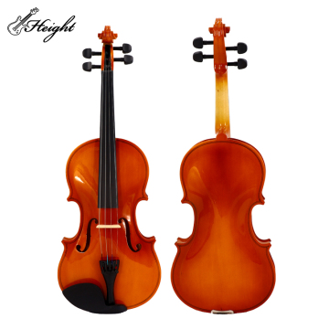 Premium Brown Violin with Maple Headstock, Full Hardwood Top and Back - Elite Black Hardwood Violin Accessories Included