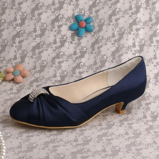 Wedopus Black Satin Shoes Wedding Low Heel