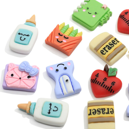 Kawaii articles scolaires crayon cahier gomme Flatback résine Cabochons embellissements bricolage Scrapbooking cheveux arc accessoires