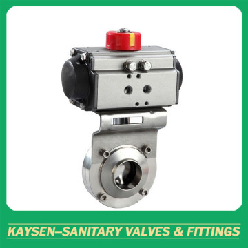 Sanitary Butterfly Valve with Aluminium Penumatic Acutator