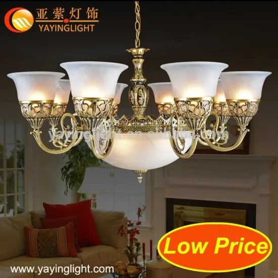 Antique brass copper chandelier,European lighting brass glass chandelier