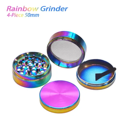 4-Piece Rainbow Dry Herb Grinder 50mm