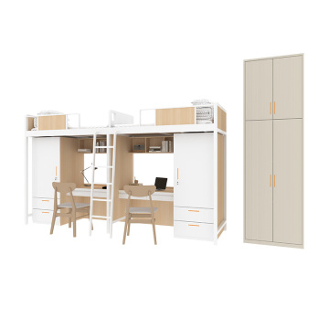 Customized Durable University Apartment Dormitory Bunk Bed with Cabinet
