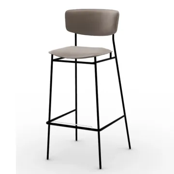 Modern Faux Leather Bar Stools with Back and Metal Legs: Counter Height Options