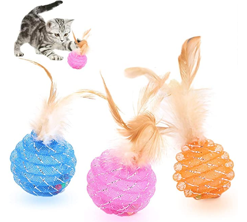 Cat Ball Toys with Feather