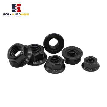 Black stainless steel flange nut anti-slip and anti-loose