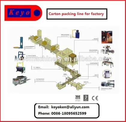 carton box packing line /Carton Erector-Carton Packer-Carton Sealer-Strapping Machine-Carton Palletizer-Wrapping.