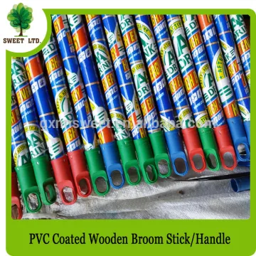 Wholesale PVC coated wood broom stick for sweeping tools 120*2.2CM