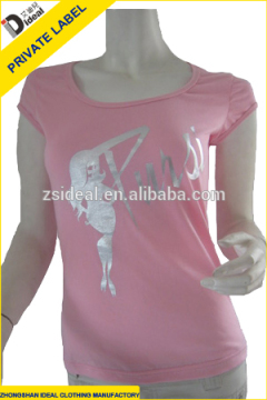 Ladies' spandex cotton scroop neck cap sleeve t-shirt