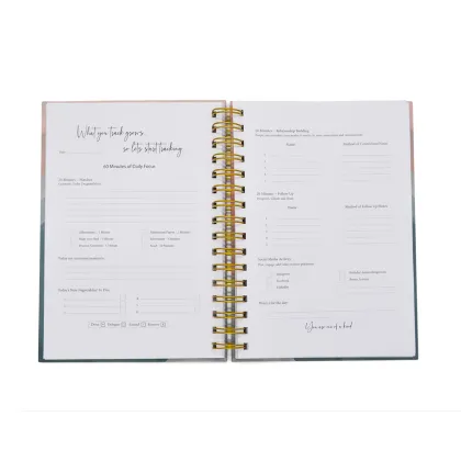 Golden Foil Spiral Wire Ring Hardcover Diary Journal Notebook Planner