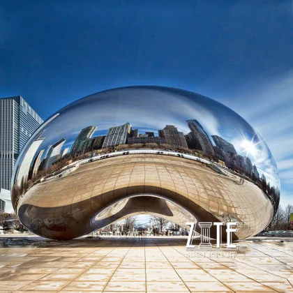 Large Sky Mirror Polished Stainless Steel Sculpture For Garden Outdoor Decoration