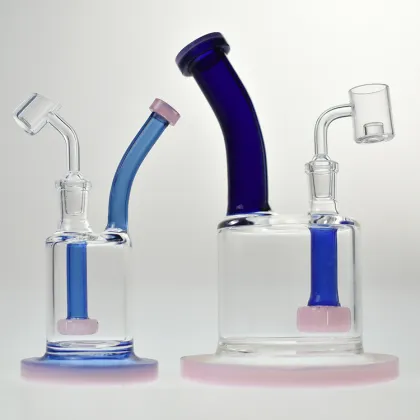 High Borosilicate Blue Glass Water Pipe color can be opition Hookah Multi-Tube Glass Water Pipe Around Backwater