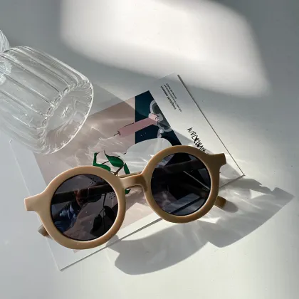 2024 Kids Retro Round Sunglasses - UV400 Frosted Baby Fashion Glasses for Children