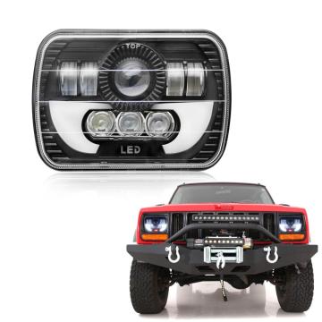 55W Square 5X7 Inch 4X4 LED Headlights: High Low Beam Angle Eye Car Position Lights