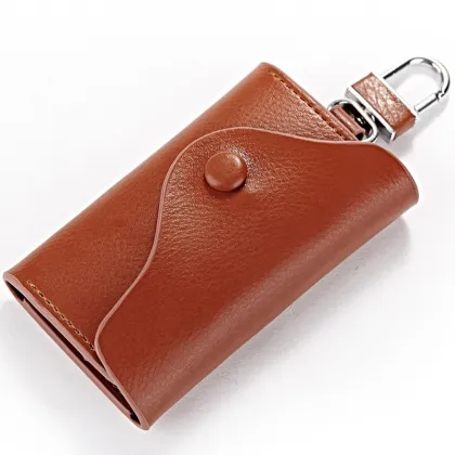 Unisex Fashion Key Organizer: Split Leather Key Holder, Multifunctional Car Key Wallet & Housekeeper's Key Case