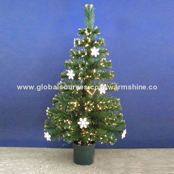 Optical Fiber Tree with Plastic Base Flower Decoration, OEM and ODM Orders are Welcome