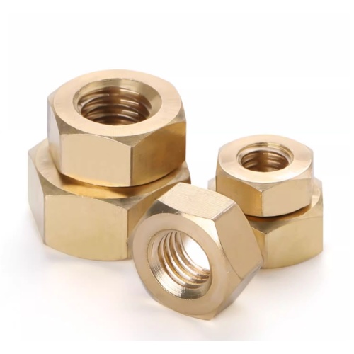 Polished Brass Hexagonal Nuts with Passivated Copper Finish