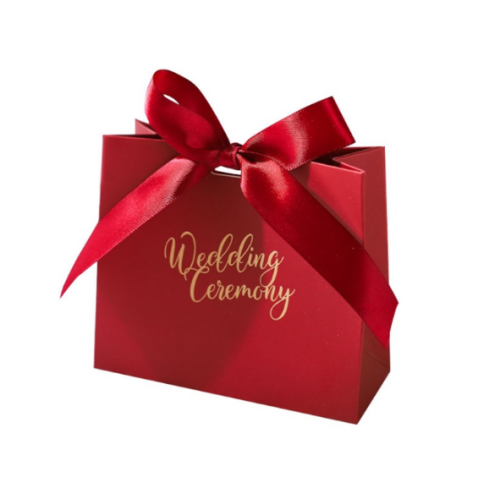 Röd presentpapper väska för bröllop med band