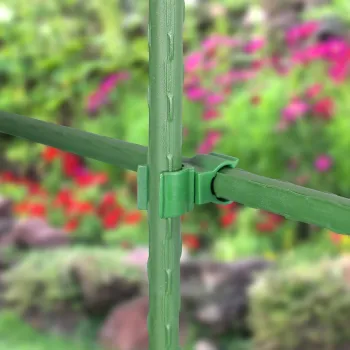 Complete Garden Plant Support Kit: Steel Stakes, Rotatable Clips, Connecting Pipe, and 164 Feet Twist Tie for Climbing Plants