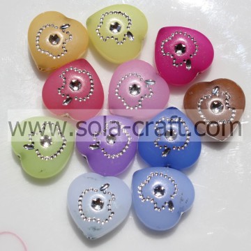 6*15*15MM Jelly Carved Colors Grade A Acrylic Heart Spacer Beads Pattern 