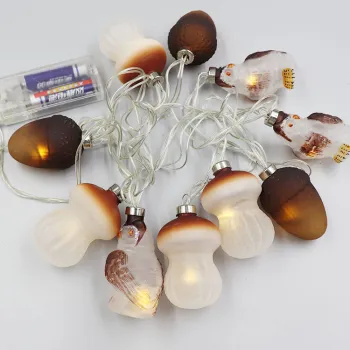 Happy live 23m glass mushroom and nut led battery animal decoration light, fancy patio decoration string light glass