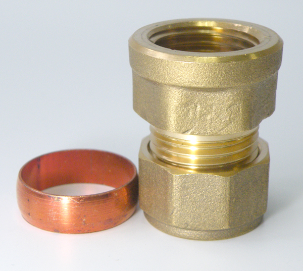 Compression Brass Female Straight Coupler