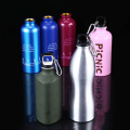 Portable aluminum bottle with screw caps