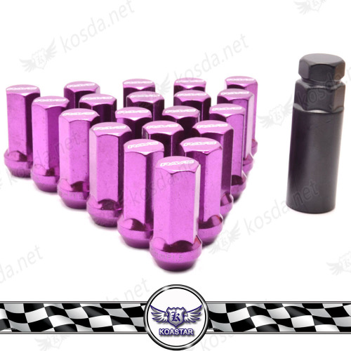 Colorful Outward Heptagonal Car Wheel Lug Nuts, Purple hyper steel nuts