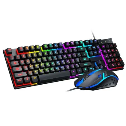 HP KM100 Wired Keyboard and Mouse Set - LED Waterproof Combo for Laptop and Desktop