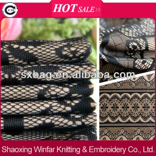 Knit polyester with flower pattern lace coated