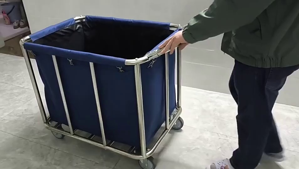 Reinforced Stainless Steel Linen Cart for Hotel Service