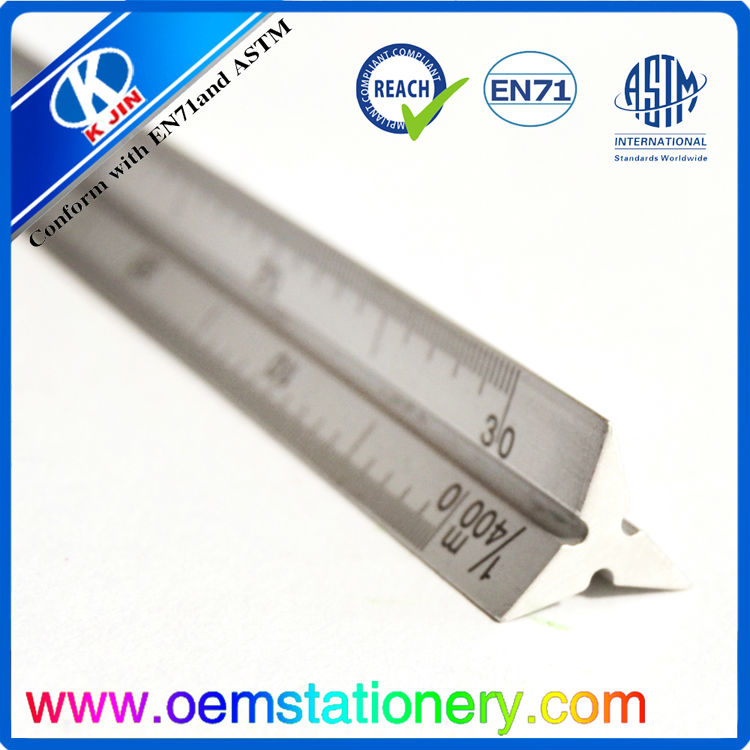 12 Inch 30cm Laser Etched Anodized Aluminum Triangular Scale Ruler ...