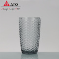 Embossed Grey Fishbone pattern glasses cup