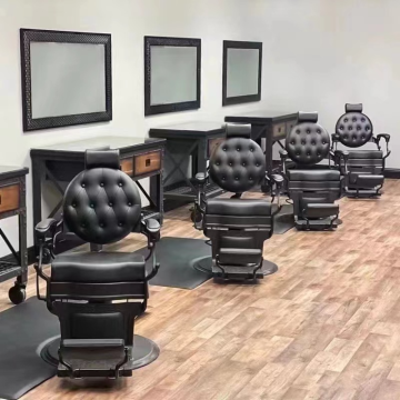 Vintage Barbershop Furniture: Durable Washing Barber Chair in Brown, White, Gold, Green, Grey