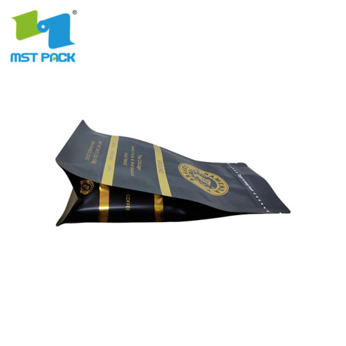 Bolsa de empaquetado de café negro resellable de impresión personalizada