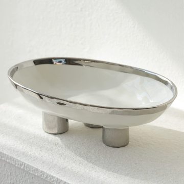 Tazones de frutas de cerámica con tres piernas - cuencos decorativos de porcelana ovalada para la cocina