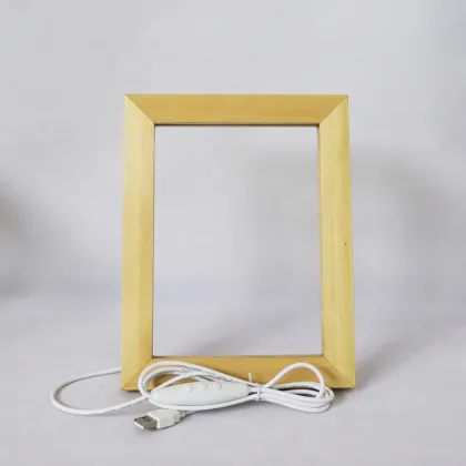Hot Sale Oak Photo Frame with LED Night Light Table Lamp