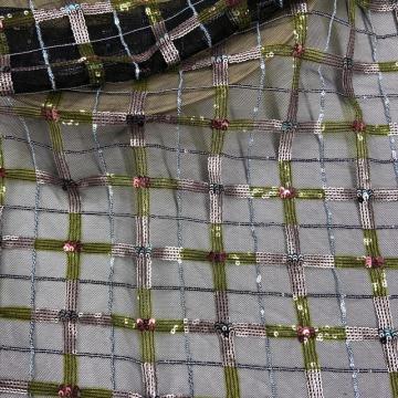 Fantacy Grid Multicolor Sequins Embroidery