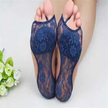 Invisible fish mouth ship socks dew toe socks lace mesh cushions silicone antiskid shallow mouth socks