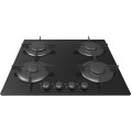 Candy Gas Hob Black Glass 4 Burner