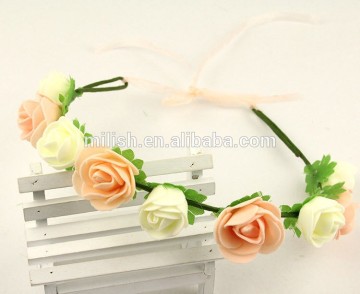 FG-0009 wholesale bridal wedding artificial wicker flower garland/ flower head wreath