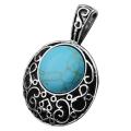 Turquoise 20MM Cabochon Alloy Gemstone Pendant